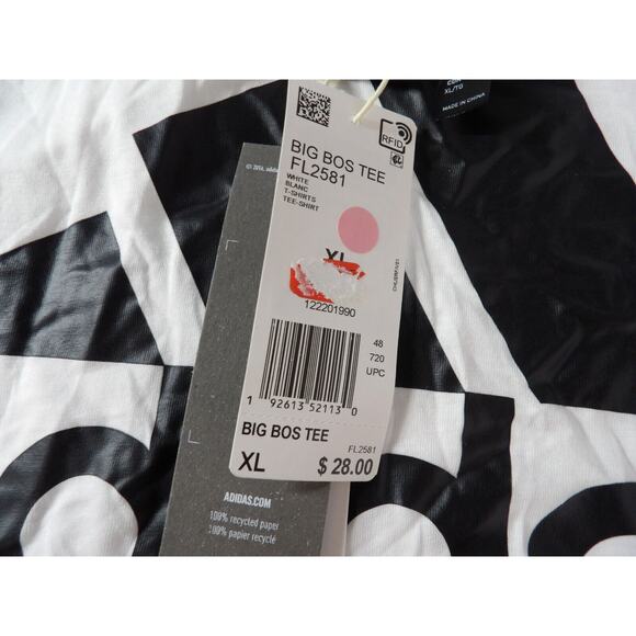Adidas XL Big Boss Cropped Tee Shirt White Logo Ladies NWT Oversized Activewear - Picture 7 of 11